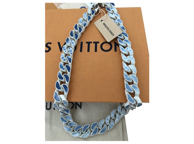 Hammer! Louis Vuitton Keramik Monogramm Wolken Wolke Halskette neu Weiß  Blau ref.251475 - Joli Closet