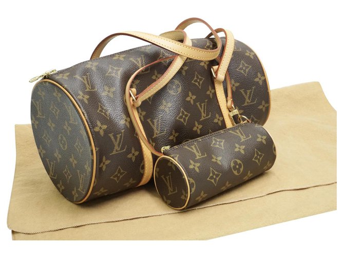 Louis Vuitton Papillon 30 MONOGRAM CANVAS HAND BAG Brown Leather
