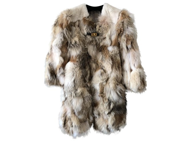 MIU MIU Coyote Fur Coat Beige  ref.251525