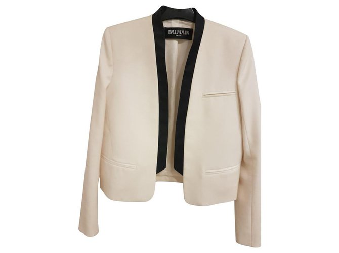 Balmain Blazer jacket White Wool  ref.251532