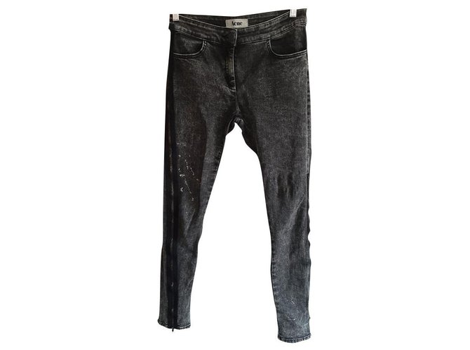 Acne Pants, leggings Dark grey Cotton  ref.251571