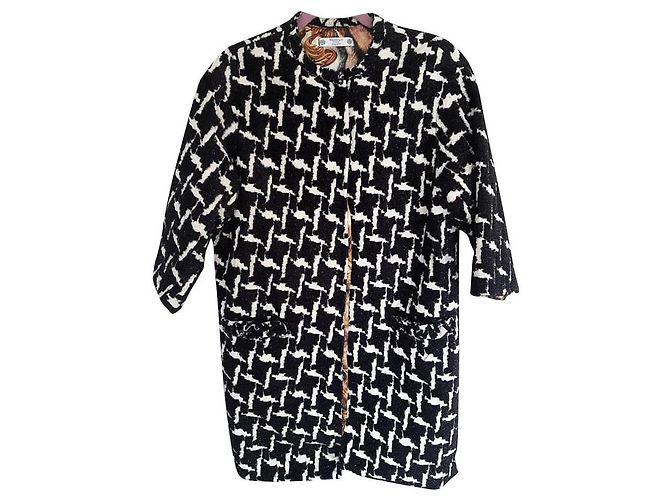 Autre Marque Abrigo de algodón azul pavo real Negro