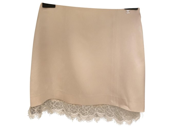 Chanel silk skirt Cream  ref.251611