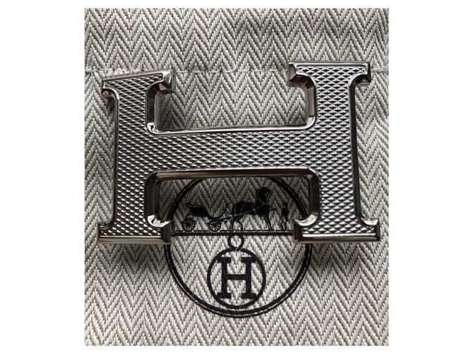 Hermès Fivela de cinto H Prata Metal  ref.251618