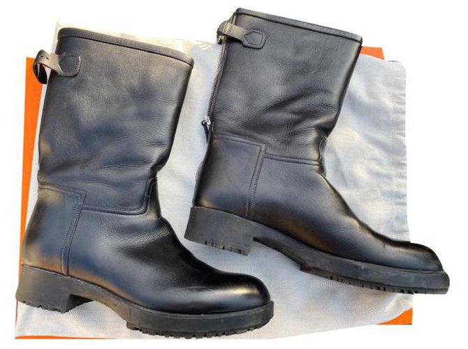 Hermès boots Black Leather  ref.251736