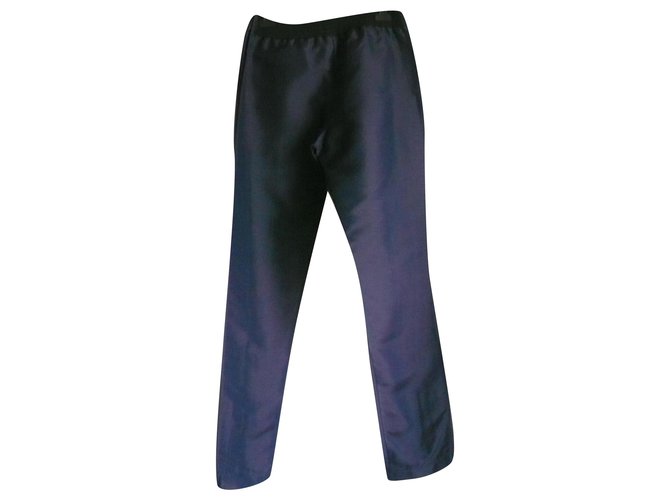 Pantalones de la colección CHANEL Fusée azul medianoche Nylon T38  ref.251763