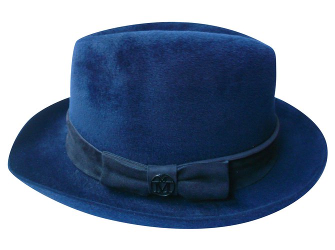 MAISON MICHEL Nuovo cappello per uomo Joseph TM Blu Coniglio  ref.251768