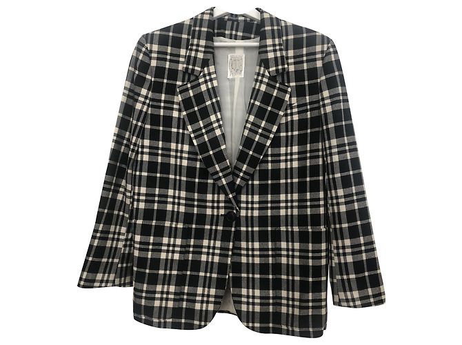 Autre Marque Blazer 001 Studio Ferré Blanco y Negro de Algodón