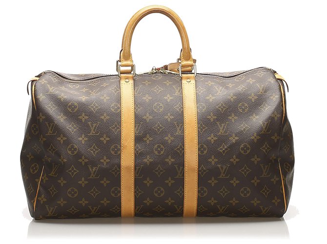 Louis Vuitton Brown Monogram Keepall 45 Leather Cloth  ref.251821