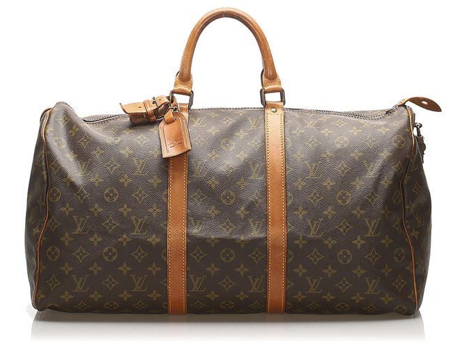 Louis Vuitton Brown Monogram Keepall 50 Leather Cloth  ref.251867