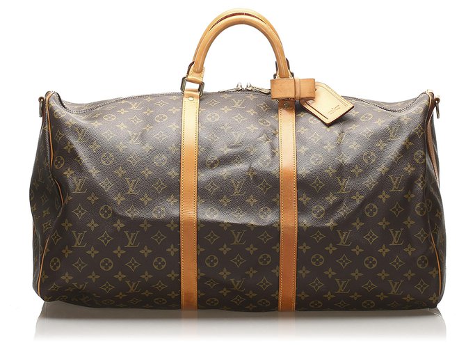 Louis Vuitton Brown Monogram Keepall Bandouliere 60 Leather Cloth  ref.251878