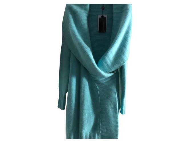 Blumarine Maxi Cardigan Turquoise Angora and Wool  ref.251930