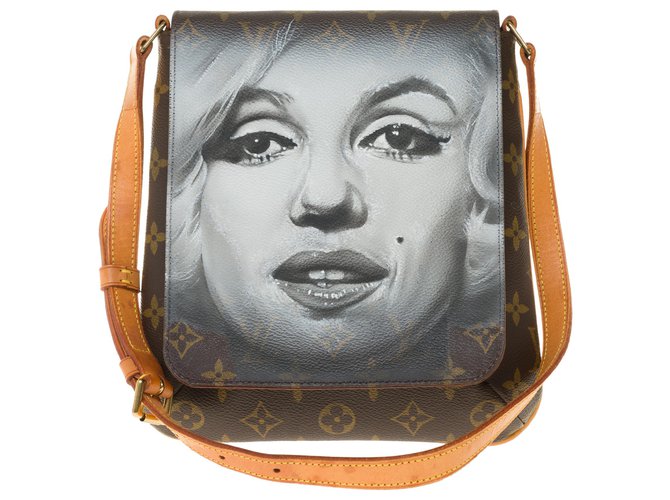 Sehr originelle Louis Vuitton Salsa Musette Tasche aus monogrammbeschichtetem Canvas und Custom Leder "Marilyn" von PatBo Braun Leinwand  ref.251932