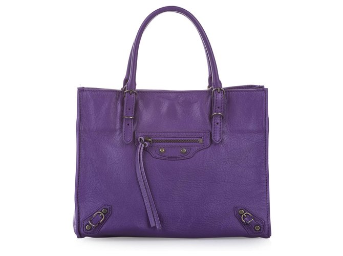 Papel Púrpura Balenciaga A4 Bolso de cuero Becerro  ref.252120