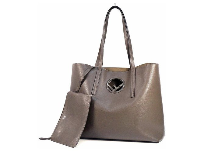 FENDI F IS tote Womens tote bag 8BH348 gray brown Leather  ref.252201