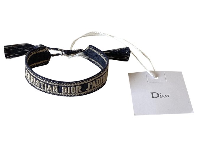 Dior Bracciali Bianco Blu navy Tela  ref.252233