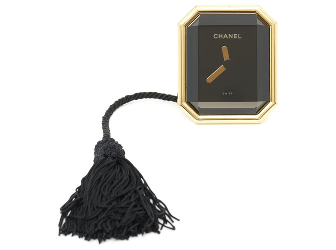 Première Chanel PREMIERE CLOCK HORLOGE H0005 Métal Noir Doré  ref.252234