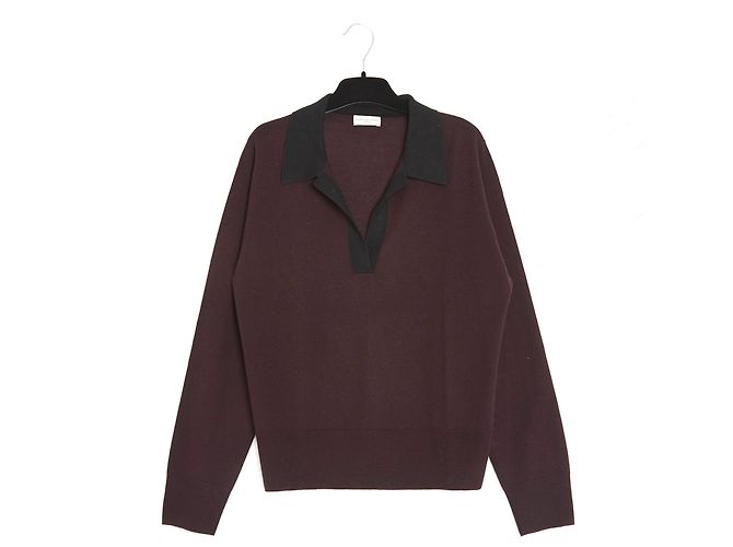 Pull en maille Dries Van Noten laine bordeaux noir 38