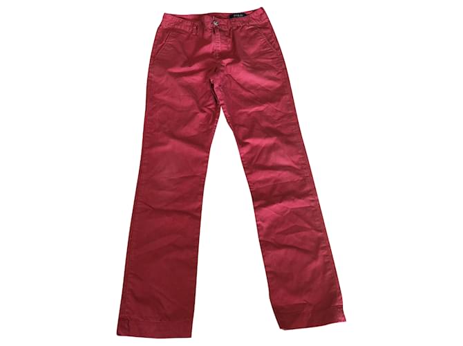 Polo Ralph Lauren Pantaloni Rosso Blu navy Cotone  ref.252486