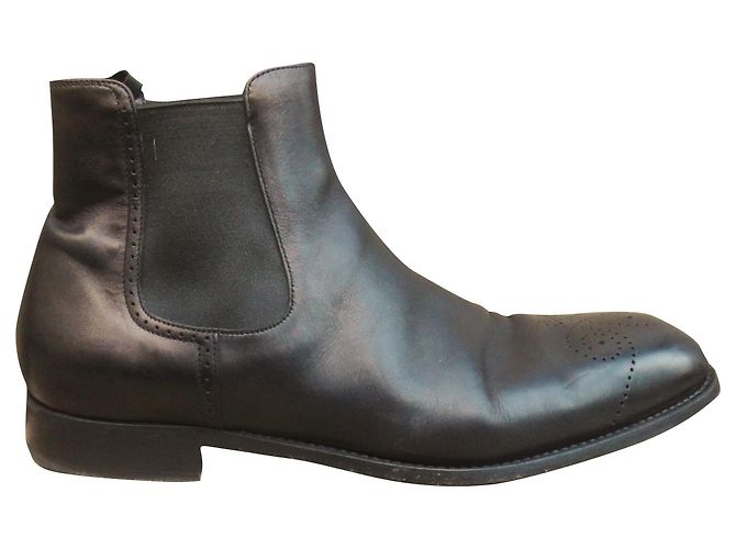 Prada Chelsea Boots Black Leather 43
