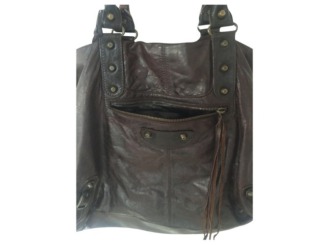 balenciaga Weekender bag Dark brown Leather  ref.252572