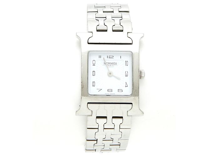 Hermès ZEIT H MM VOLLSTAHL Silber