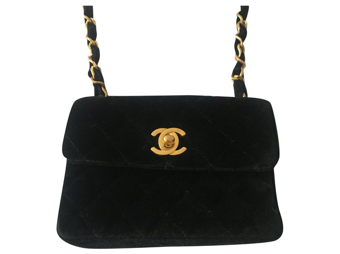 Chanel nano bag 2.55 Black Velvet  ref.252591