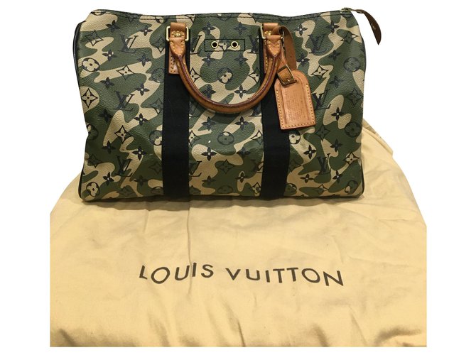 Louis Vuitton Speedy takashi murakami Khaki Leather ref.252608