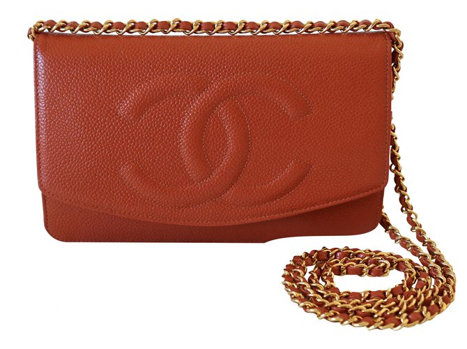 Chanel Bolsos de mano Naranja Cuero  ref.252617