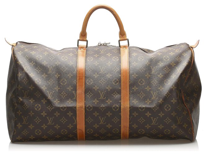 Louis Vuitton Brown Monogram Keepall 55 Leather Cloth  ref.252710