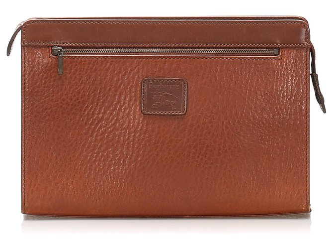 Burberry Brown Leather Clutch Bag Pony-style calfskin  ref.252714