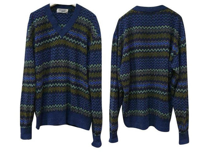 Suéter Missoni vintage multicolor com decote em V Multicor Algodão Lã  ref.252832