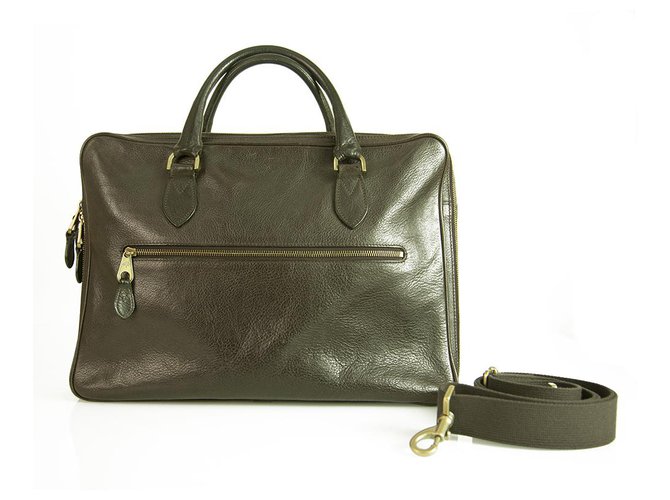 Mulberry Heathcliffe Briefcase en sac à main business en cuir grainé marron foncé  ref.252842