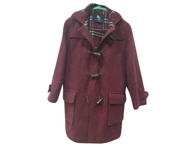 Vintage check detail wool hot sale blend hooded duffle coat