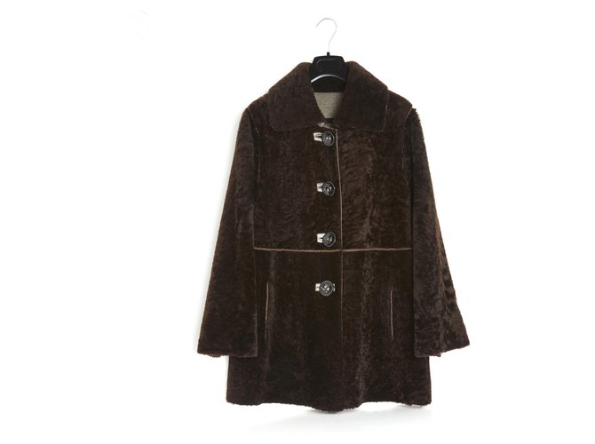 Sylvie Schimmel BROWN SHEARLING WOOL FR38 Fourrure Marron foncé  ref.252892