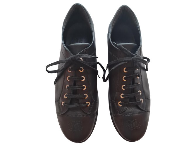 Zapatillas de cuero Chanel 42 Negro  ref.252902