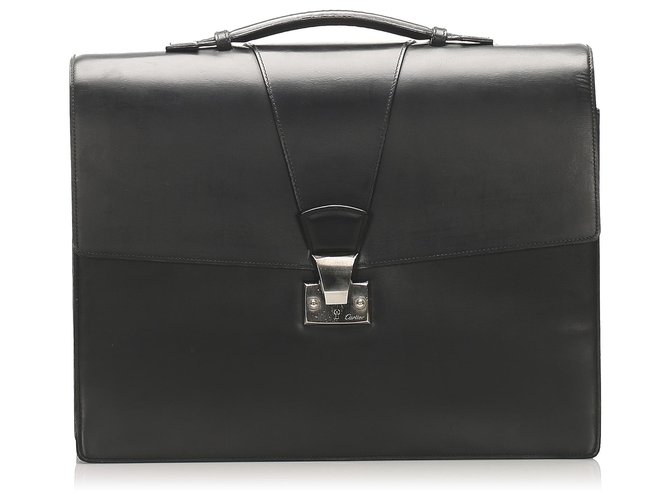 Cartier Black Leather Briefcase Pony-style calfskin  ref.252957