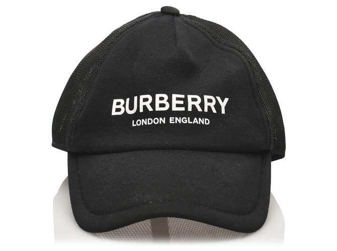 Burberry Black Logo Baseball Cap White Cloth  ref.252959