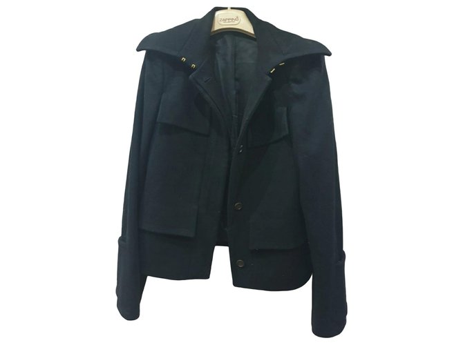 Veste manteau noire Gucci Laine  ref.253009