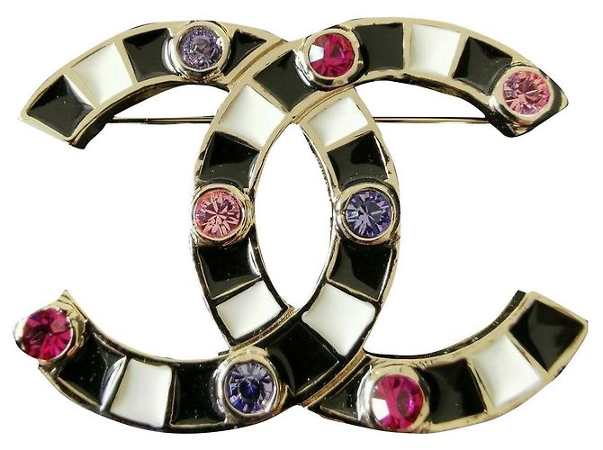 Spilla Chanel con cristalli Multicolore