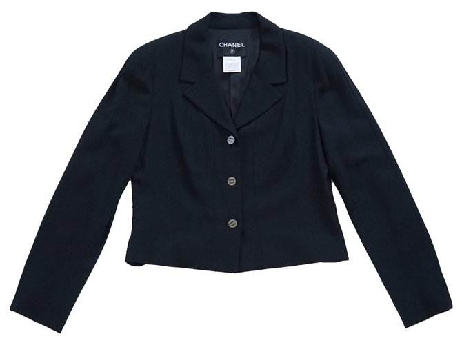 Chanel Jackets Black Wool  ref.253044
