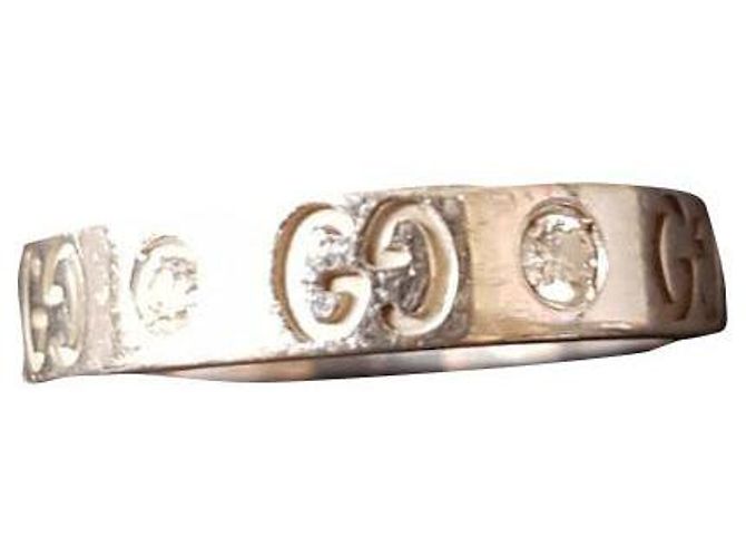 Gucci Icon Ring aus Weißgold mit Diamanten Größe 52 Silber