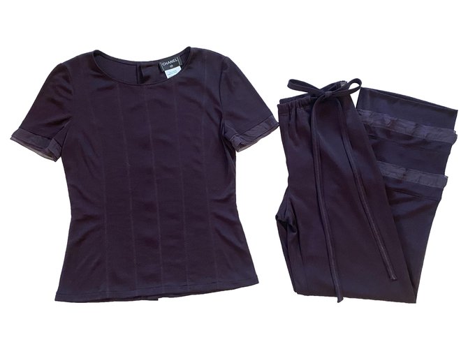 Chanel Jumpsuits Purple Silk Elastane Nylon  ref.253087