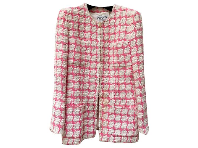 Chanel Parade jacket 95 Claudia schiffer Pink White Beige
