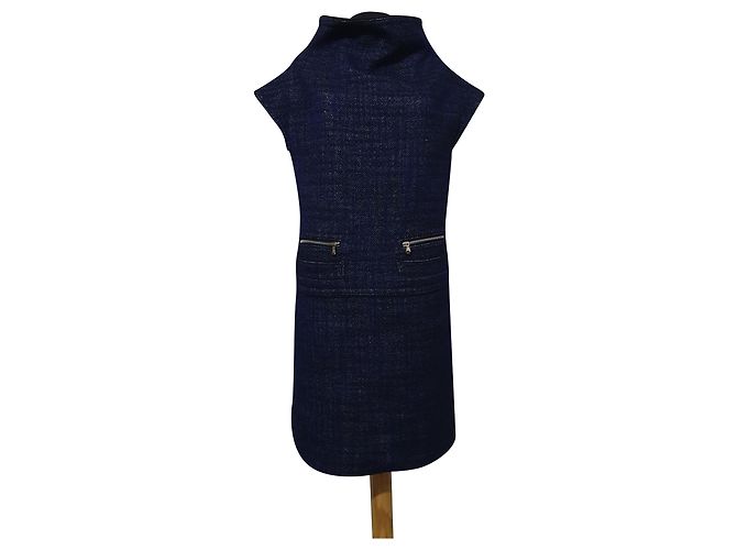 Marc by Marc Jacobs Wollkleid Blau Schwarz