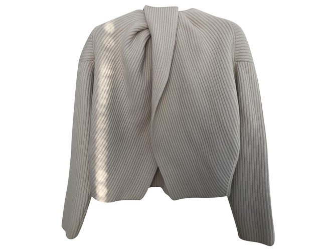 Céline Short sweater Cream Wool  ref.253155