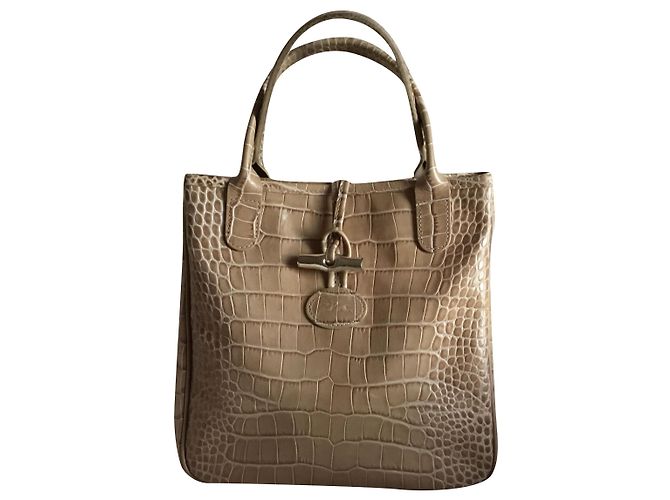 Longchamp CROCO BISCUIT SHAKED calf leather BAG Beige