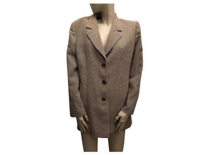 Valentino Hahnentrittjacke aus Wolle Schwarz Weiß
