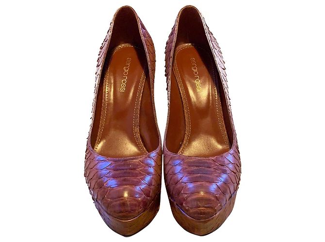 Sergio Rossi Python Pumps Kastanienbraun