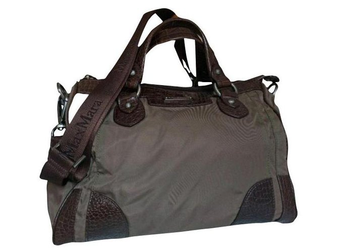Max Mara satchel shoulder bag Brown Leather Cloth  ref.253201